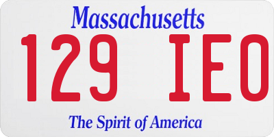 MA license plate 129IE0