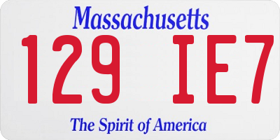 MA license plate 129IE7