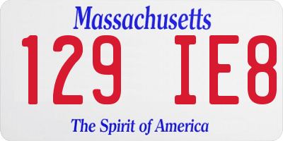 MA license plate 129IE8