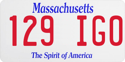 MA license plate 129IG0