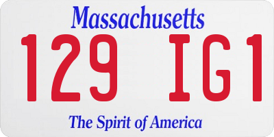 MA license plate 129IG1