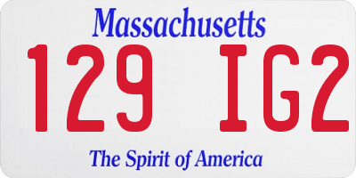 MA license plate 129IG2