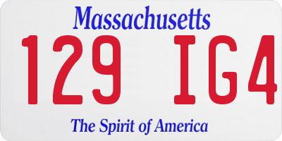 MA license plate 129IG4