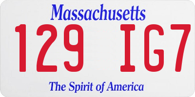 MA license plate 129IG7