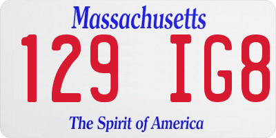 MA license plate 129IG8