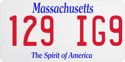 MA license plate 129IG9