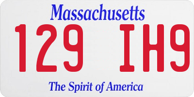 MA license plate 129IH9