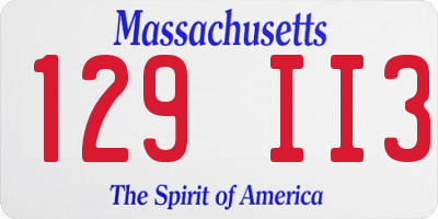MA license plate 129II3