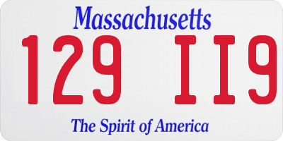 MA license plate 129II9