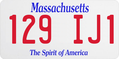 MA license plate 129IJ1