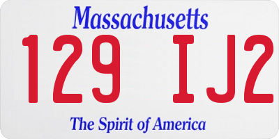 MA license plate 129IJ2