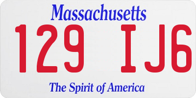 MA license plate 129IJ6