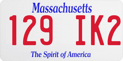 MA license plate 129IK2