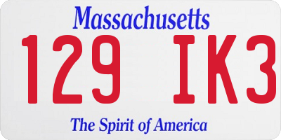 MA license plate 129IK3