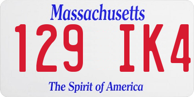 MA license plate 129IK4