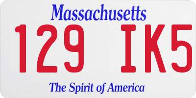 MA license plate 129IK5