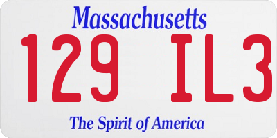 MA license plate 129IL3