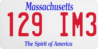 MA license plate 129IM3