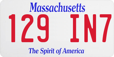 MA license plate 129IN7