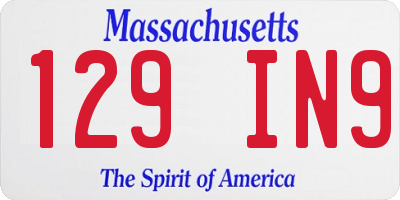 MA license plate 129IN9
