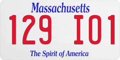 MA license plate 129IO1