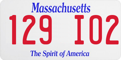 MA license plate 129IO2