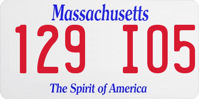 MA license plate 129IO5