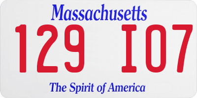 MA license plate 129IO7