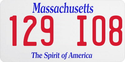 MA license plate 129IO8