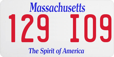 MA license plate 129IO9