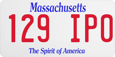 MA license plate 129IP0