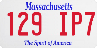 MA license plate 129IP7