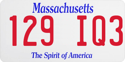 MA license plate 129IQ3