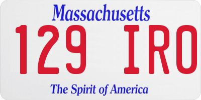 MA license plate 129IR0