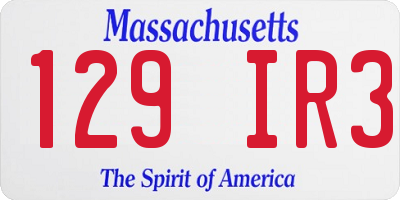 MA license plate 129IR3
