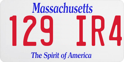 MA license plate 129IR4