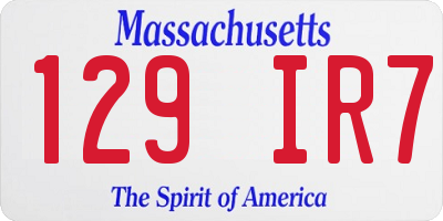 MA license plate 129IR7