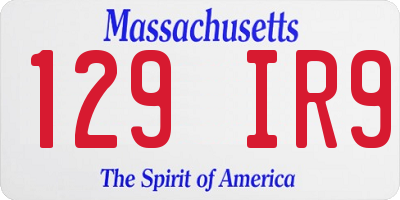 MA license plate 129IR9