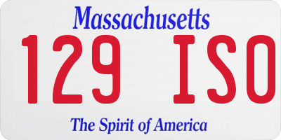 MA license plate 129IS0