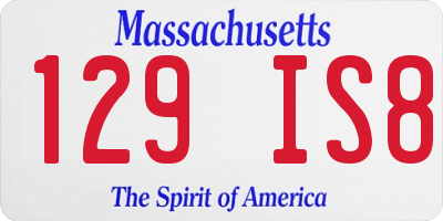 MA license plate 129IS8