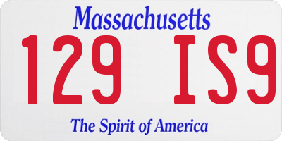 MA license plate 129IS9