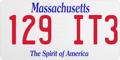 MA license plate 129IT3