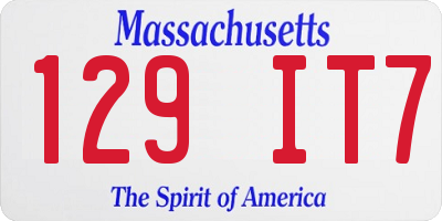 MA license plate 129IT7