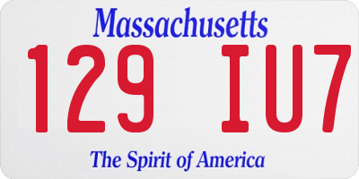 MA license plate 129IU7