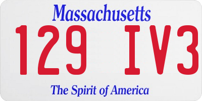 MA license plate 129IV3