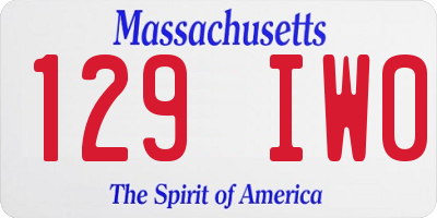 MA license plate 129IW0