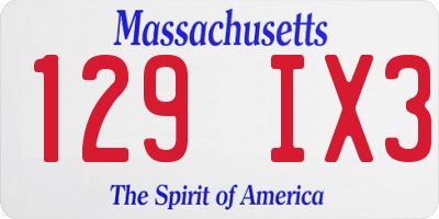 MA license plate 129IX3