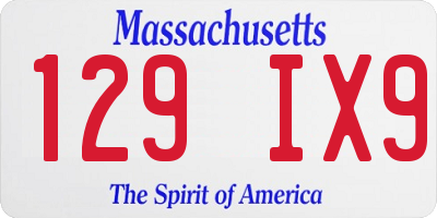 MA license plate 129IX9