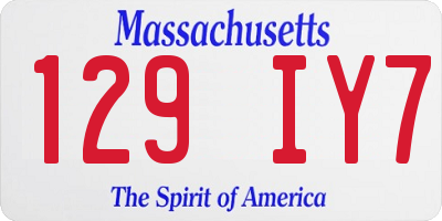 MA license plate 129IY7