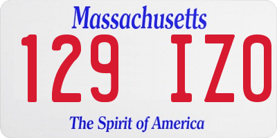 MA license plate 129IZ0